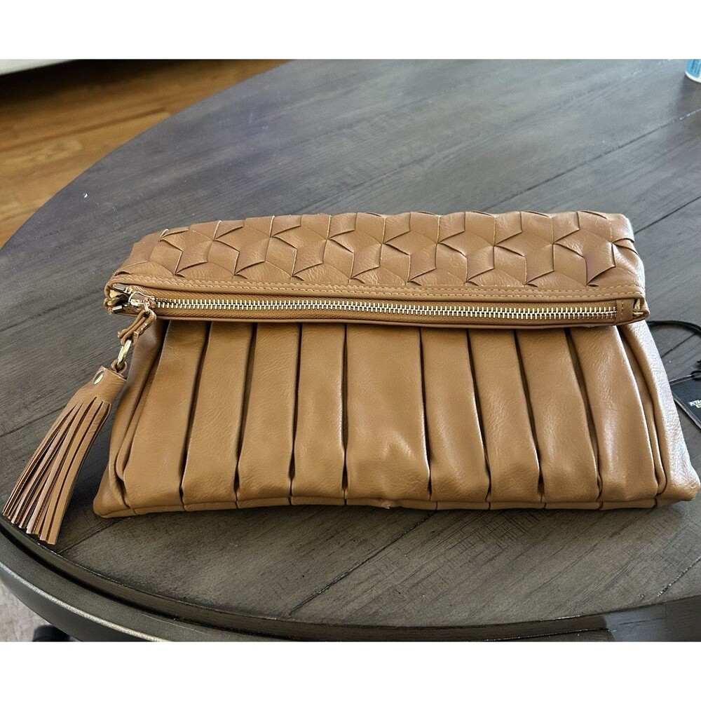 Urban Expressions Tan Foldover Clutch/Crossbody New With Tag